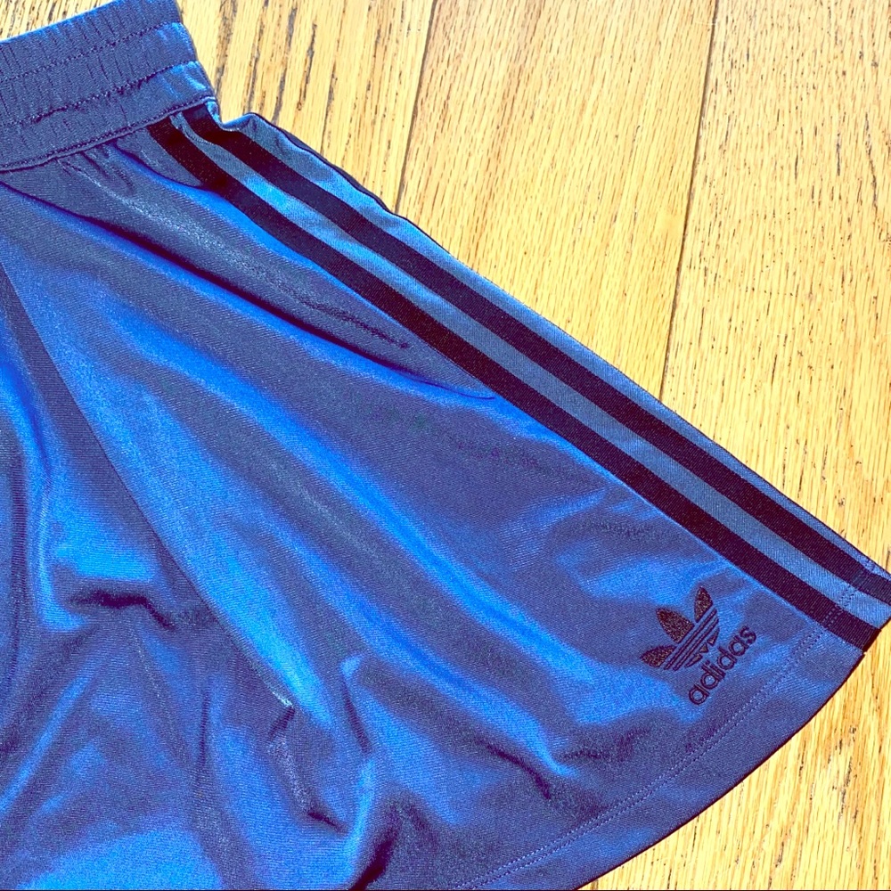 WOMENS BLUE 3 STRIPE FLARED MINI SKIRT BY ADIDAS